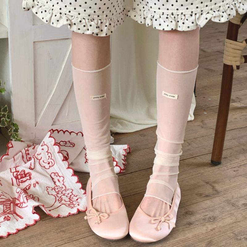 Mesh Leg Warmers Women Thin Summer Leg Cover Foot Stepping Calf Socks Stockings Sweet Girl Ballet Style Foot Cover Leg Warmers