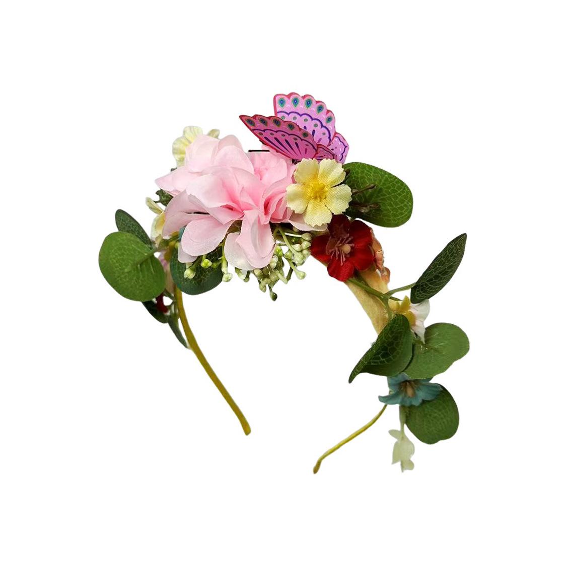 New simulated flower headband Mori butterfly chrysanthemum wedding hair accessories stage performance headgear