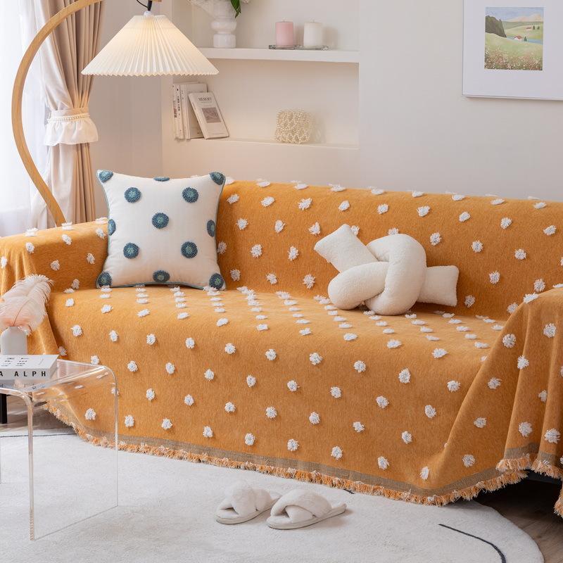 Nordic Geometric Jacquard Couch Cover Double Sided Chenille Anti-scratch Sofa Towel Furniture Protection Slipcover for Dogs Cats
