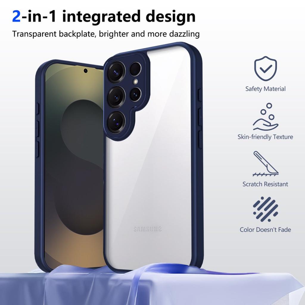 Clear Soft Frame Phone Case for Samsung Galaxy S25 S24 S23 S22 Plus Ultra S21 S20 FE Shockproof Protect Cover Hard Acrylic Shell