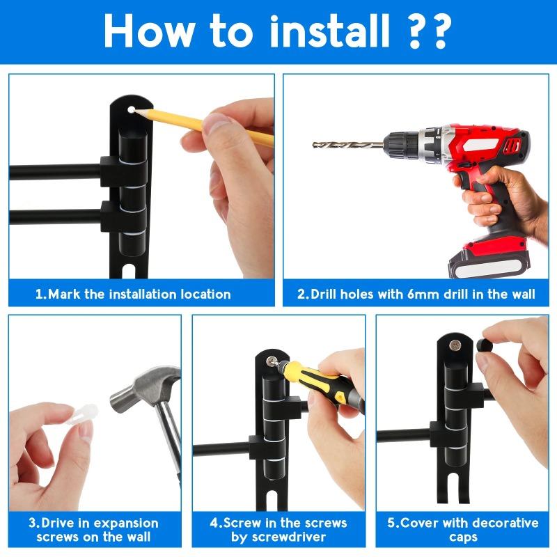 180 Rotating Motorcycle Helmet Rack Wall Mounted with Double Hook Detachable Bicycle Helmet Display Rack