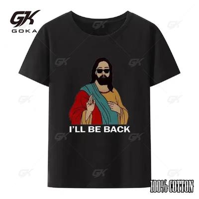 Christian Ill Be Back Funny Jesus Print T Shirt Women And Men ShortSleeve Oneck Cool Style Y2k Streetwear Plus Size