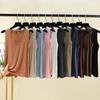 Dame Tanktopp i Modal i Store Størrelser - Oval Hals, Løs Passform, Buet Kant