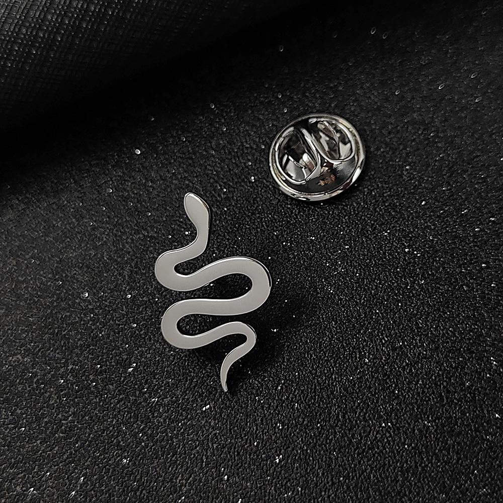 Symbol Culture Stainless Steel Brooch, Ancient Mythological Serpent Symbol Badge, Jewelry for Health and Guardianship.