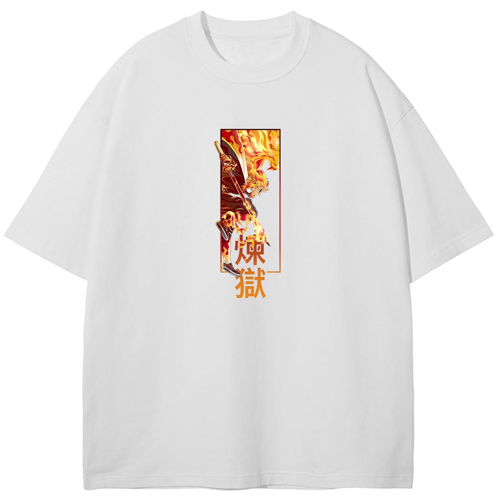 Anime Demon Slayer Kamado Tanjirou Printed Tshirt Men Manga Cotton T-shirts Vintage Washed Tee Harajuku Male Oversized T Shirt