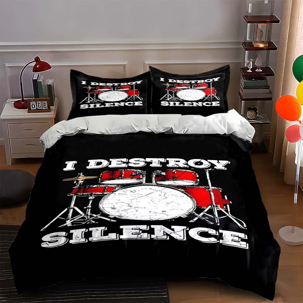 

Drum-themed design. Bedding Duvet cover sets Duvet covers Pillowcases gifts (1 * Duvet Cover 2 * Pillowcases, without duvet insert) 135x200cm