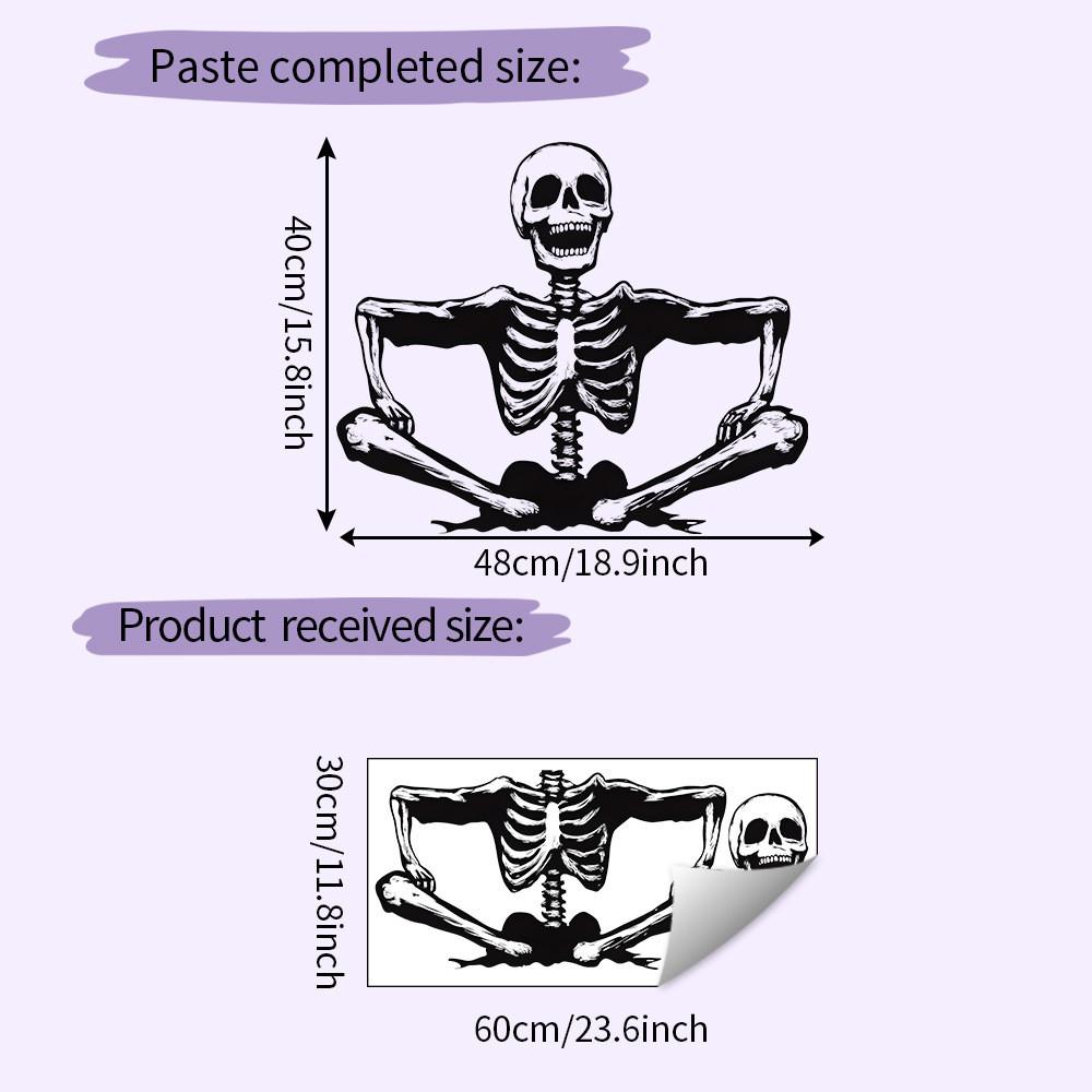 Smiling Halloween Skeleton Glass Showcase Bedroom Home Decoration Stickers Wall