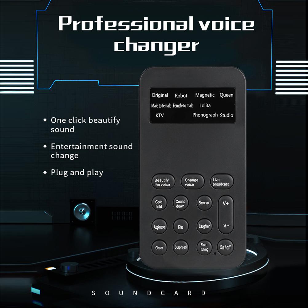 Stimmverzerrer Externe Handy-Soundkarte mit integrierten Mehrfach-Soundeffekten für Computer, Smartphone, Tablet
