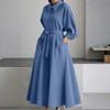 ZANZEA Women Casual Turn Down Collar Loose Long Sleeve Spring Autumn Dress
