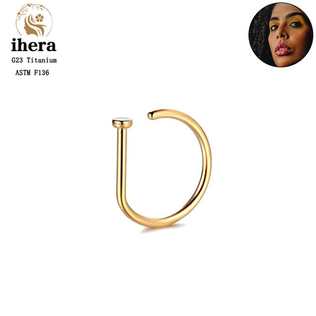 10PCS G23 Titanium D Shape Fake Nose Piercing ASTM F136 20G Nose Ring Hoop Septum Rings Sexy Women Body Jewelry Nariz Stud