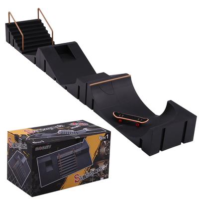 Finger Skateboard, 6 In 1 Finger Skateboard Ramp Set Finger Skating Training Props Mini Skate Park Kit Birthday Gift