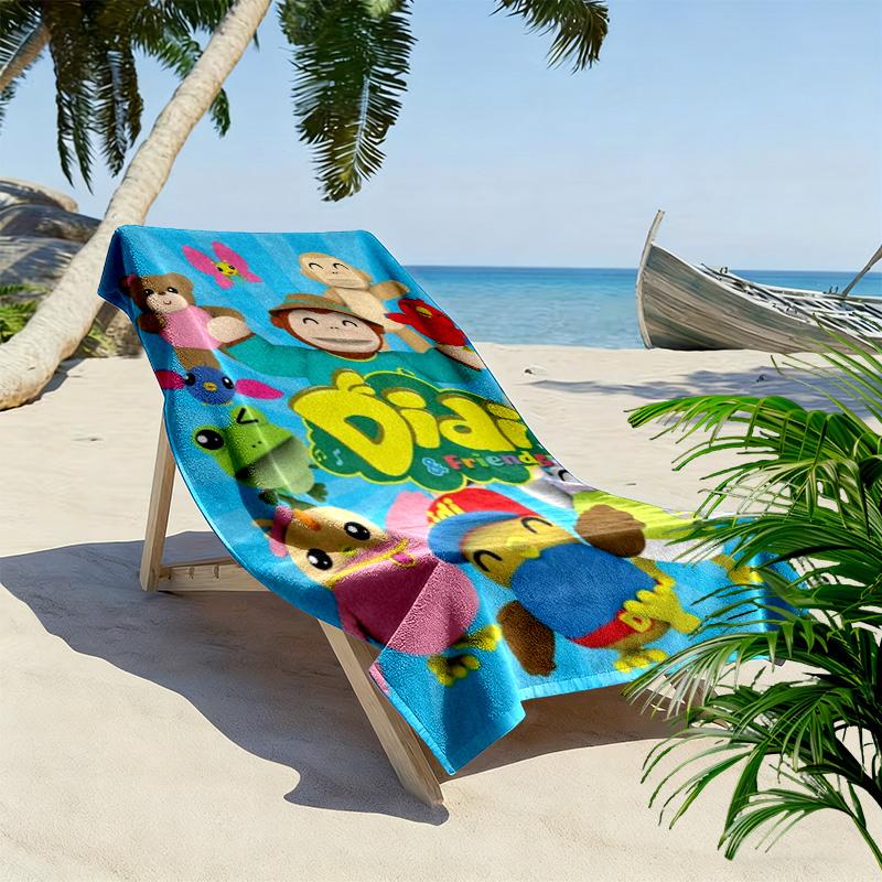 Didi and Friends Print Beach Towel, Large Soft Quick Dry Towel for Beach Camping Swimming
