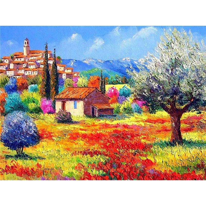 New 5D DIY Diamond Painting Sea View Town Diamond Embroidery Scenery Cross Stitch Full Round Drill Home Decor Manual Gift