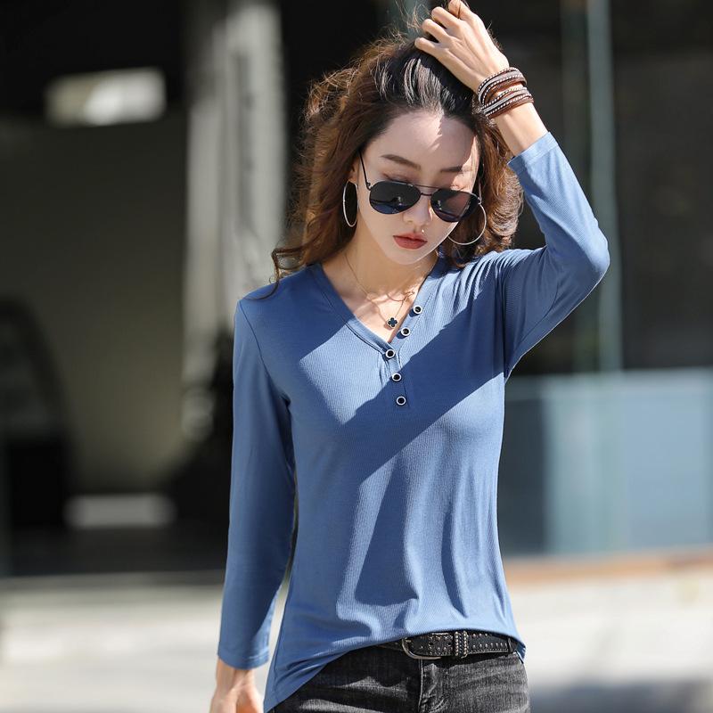 Cheap Cotton Knitted Long Sleeves Shirt Spring Women Loose Casual Tops ...