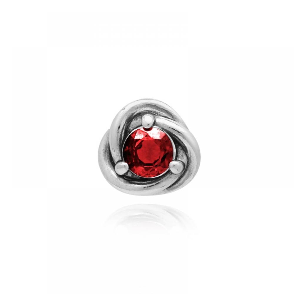 Pandora 292334c06 Moment January Birthstone Red Eternity Circle Stud Silver Earrings