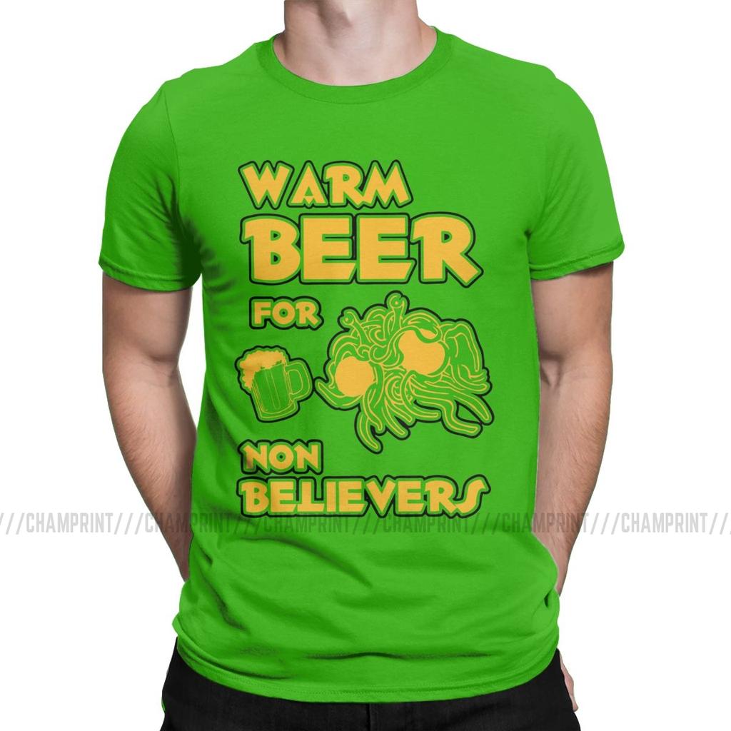Warm Beer For Non Believers Pastafarian T Shirts Men Flying Spaghetti Monsterism Pastafarianism Fsm Religion Church