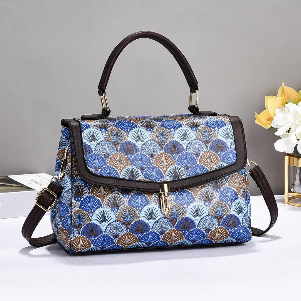 New High Appearance Level Fashion Printed Handbag Splicing Senior Sense Shoulder Bag with Large Capacity Crossbody Bag