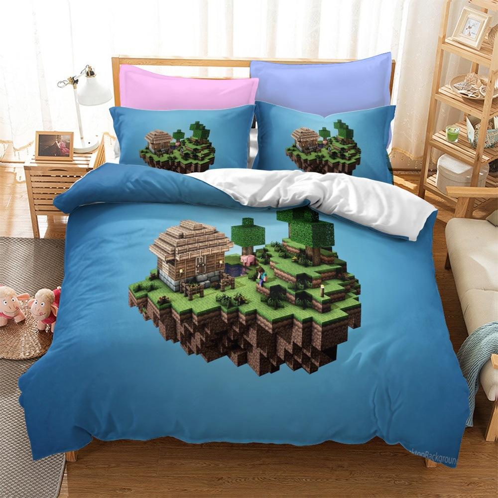 Roupa de Cama Minecraft Série Kit Três Peças Têxtil Lar Tecido Abrasivo Impressão Digital