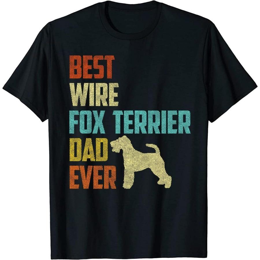 Best Wire Fox Terrier Dog Dad Ever Vintage Father s Day T-Shirt for Men Black S