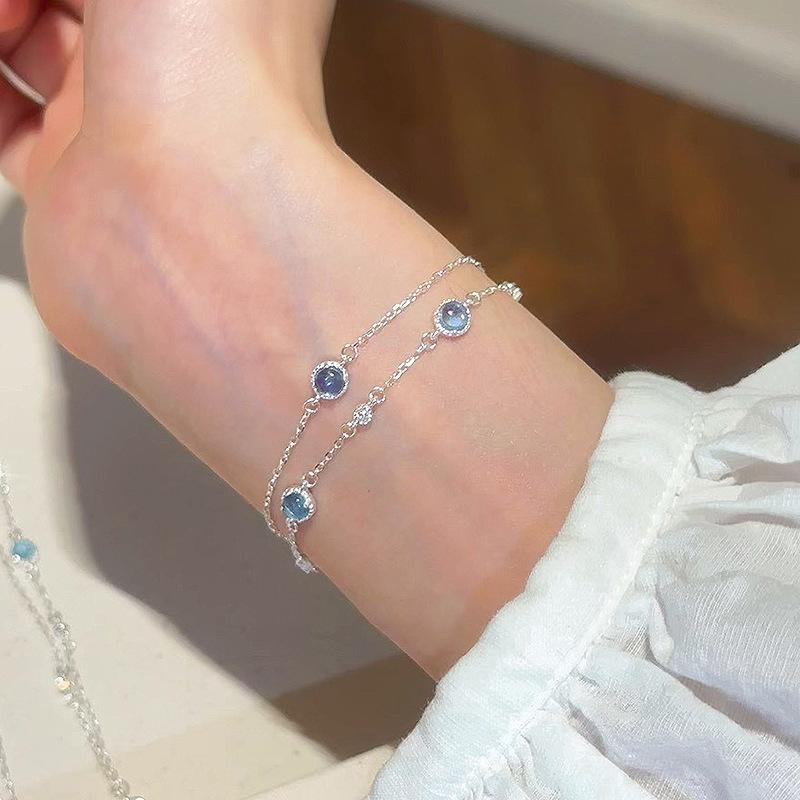 Hot Selling Natural Aquamarine Bracelet Women s Exquisite Luxury Crystal Bracelet Fashionable Diamond Stacked Hand Accessories