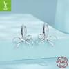 Boucle d'oreille simple romantique nœud argent uni, boucles d'oreilles douces et féminines en argent sterling S925