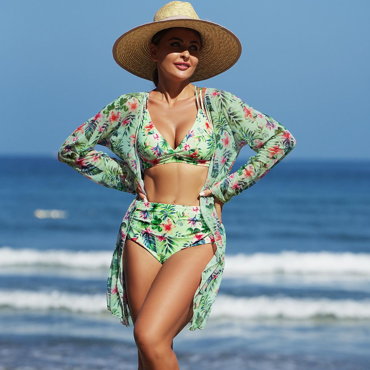 

Многоцветный купальник-бикини из трех частей от Mingyi: Европейский и американский стиль моды для женщин S