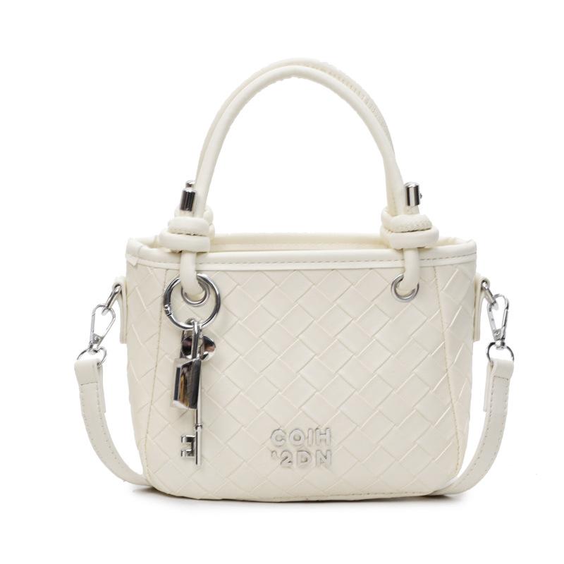 Trendy Design Sense Woven Pattern Portable Bucket Bag Women's Leisure Commuting Niche Personality High Sense Messenger Bag