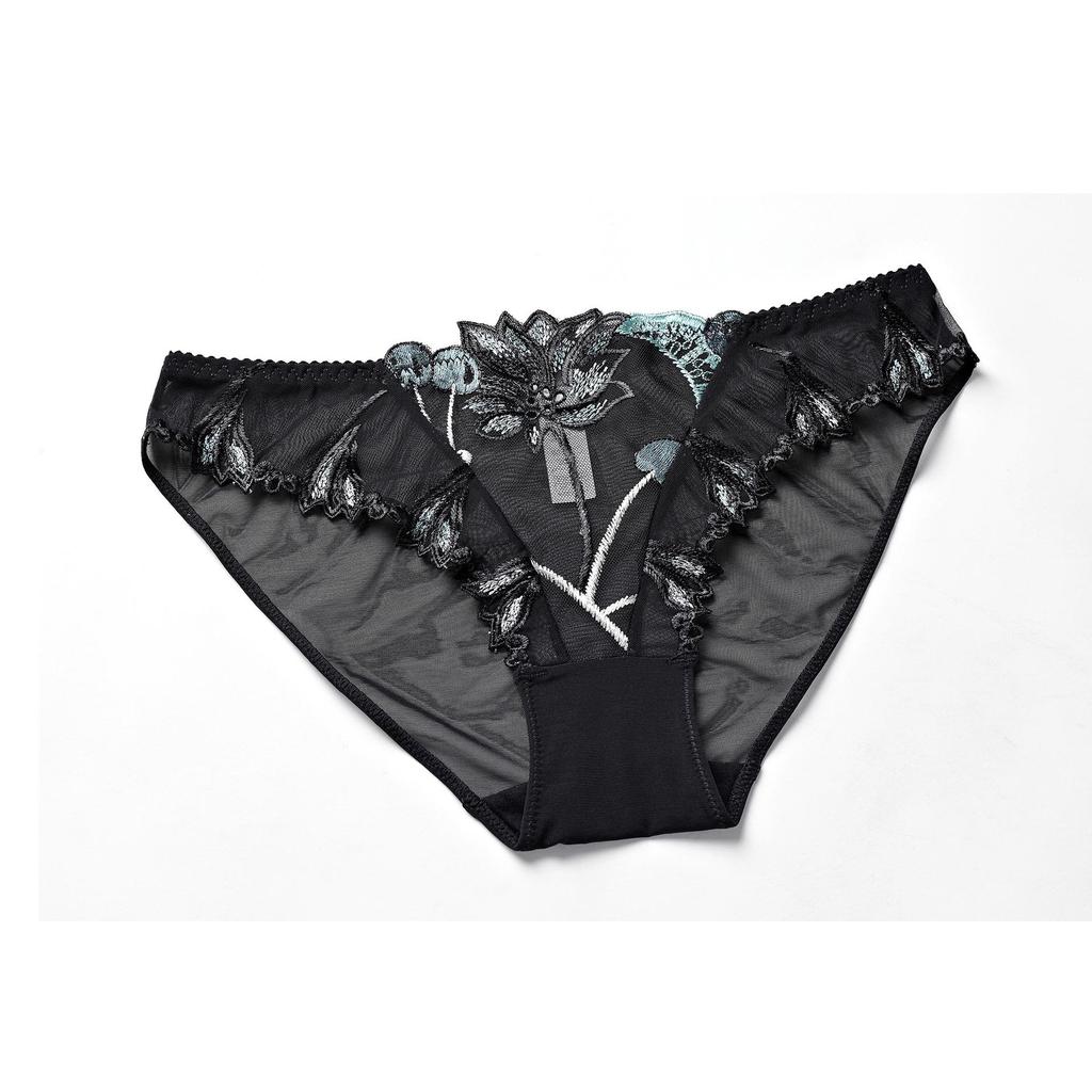 Summer Cherry Embroidery Bra Large Size Transparent Mesh Temptation Underwear Ultra-thin Sexy Ladies Bra Set