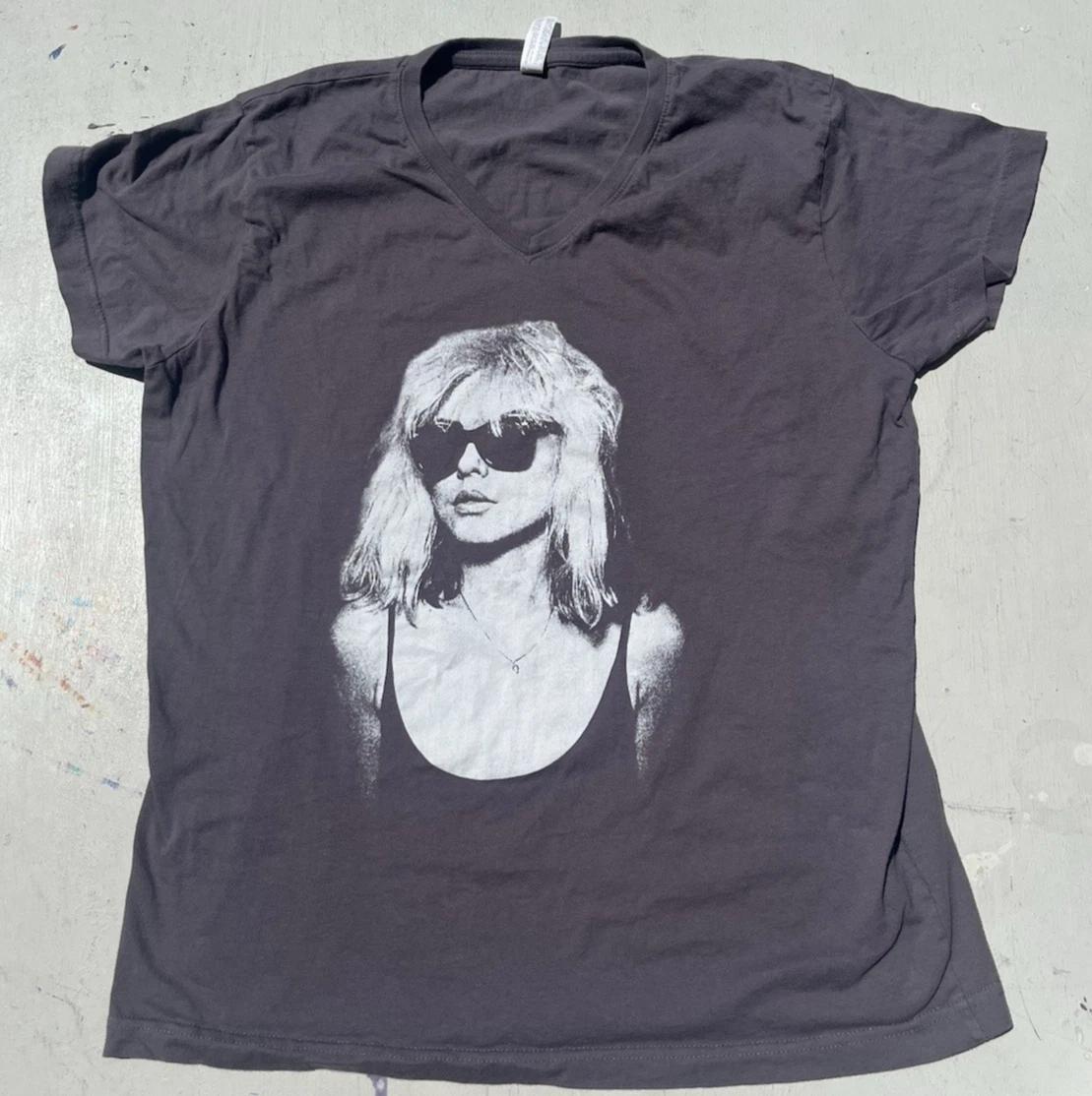 Женская футболка Blondie Серый портрет XL Новая волна 70-х Нью-Йорк Дебби Харри 2XL