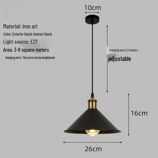 Moderner schwarzer Retro-Eisen-Loft-Kronleuchter - Industrielle Einzelkopf-Lampe für Restaurants, Bars und Hotels