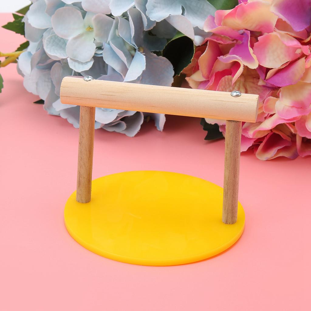 Bird Wooden Perch Standing Frame Stand Pole Plastic Base Parrot Chewing Biting Toy Cage Accessories