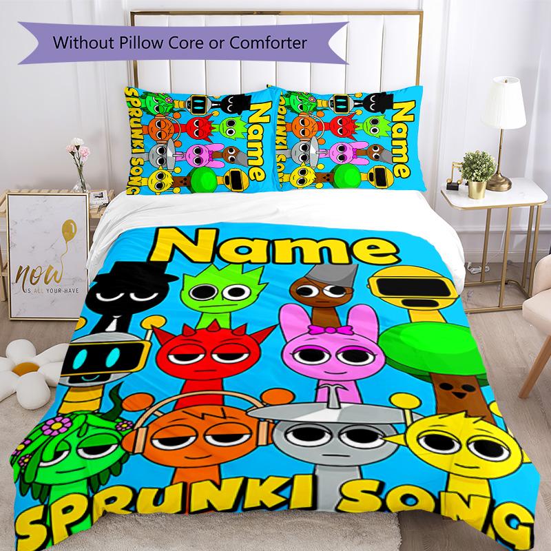 3pcs SPRUNKI10 Cover Set - Personalized Name, HD Printed Bedding with 1 Cover and 2 Pillowcases - Perfect for Home Decor, Easy Care