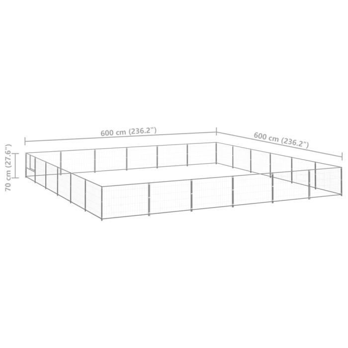 VidaXL Chenil Argenté 36 m² Acier
