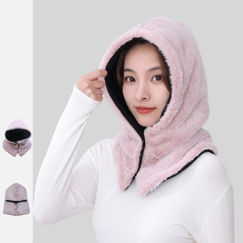 Plush Women's Head Hood Bonnet Unisex Balaclava Woman Scarf Cap Coldproof Hood Beanie Cap Outdoor Ear Protection Pullover Hat