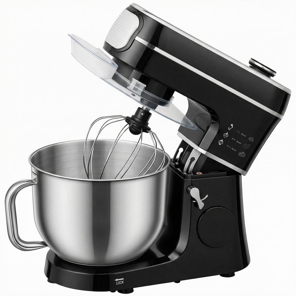 Stand Mixer, 6L 1400W Tilt-Head Food Mixer with 11 Speeds, Pulse & Fermentation Function, LED Display, Black
