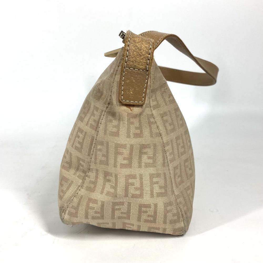 FENDI Zucchino Zucca logo bag Shoulder Bag Leather/Canvas Beige