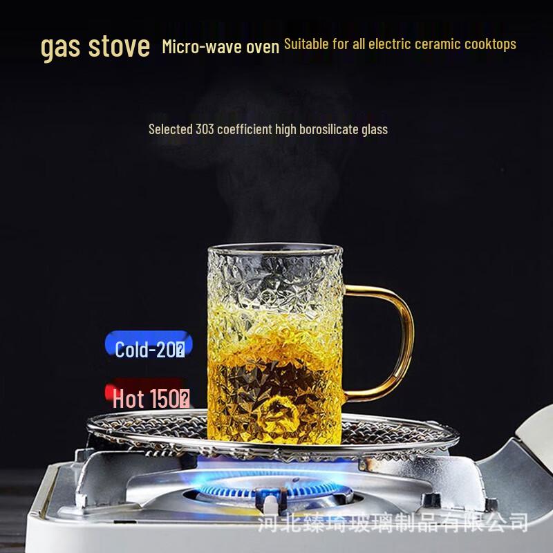 Hammered High Borosilicate Glass Mug with Handle