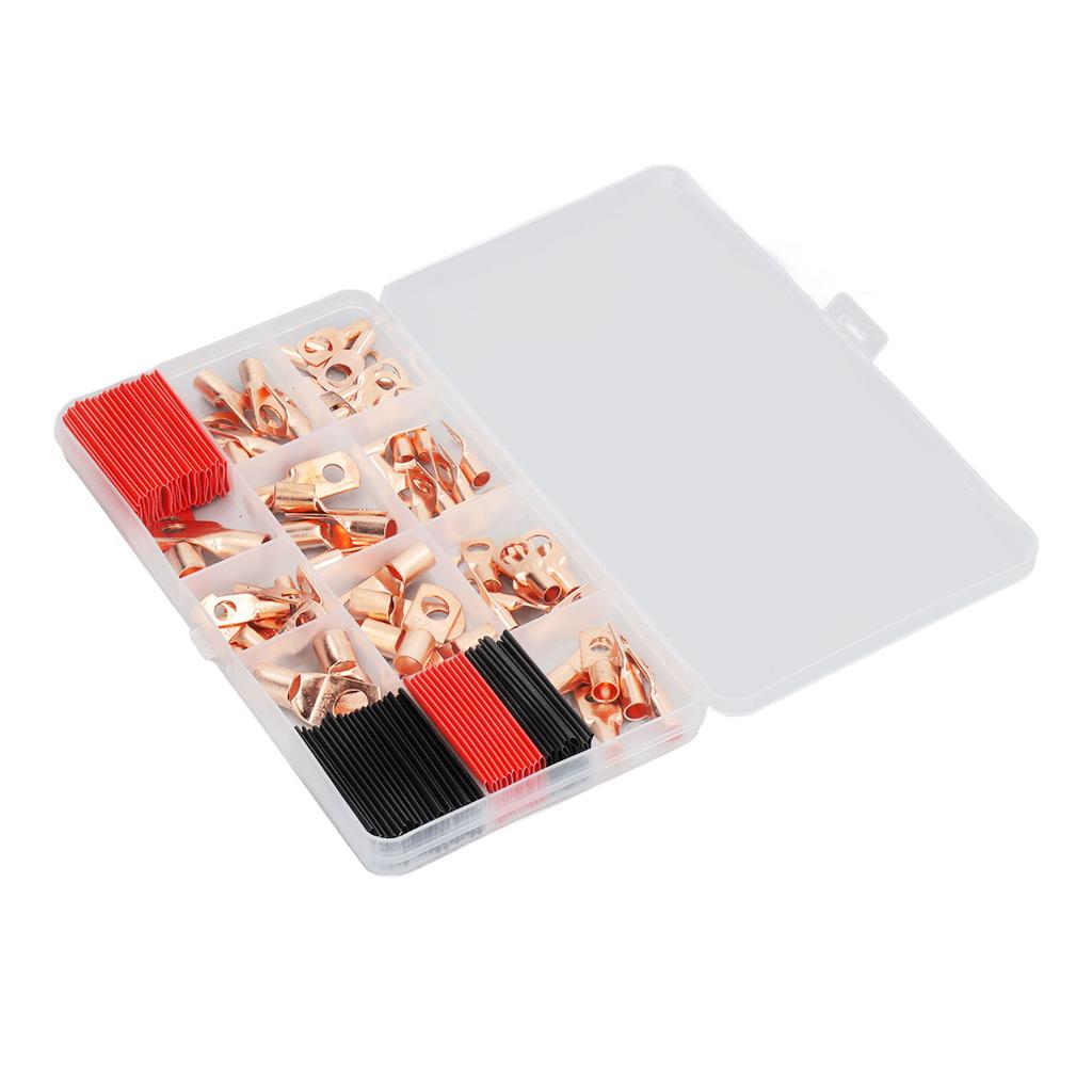 120Pcs Copper Wire Lugs Heat Shrink Kit High Temperature Resistant Tubing Ring Terminal Connectors