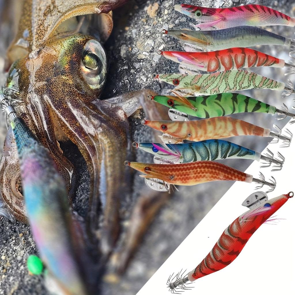 Tintenfischköder Leuchtender Tintenfisch-Jig Kunstköder Sinkend Schwimmfuß-Oktopus Sepia Meeresangelköder Garnelenköder