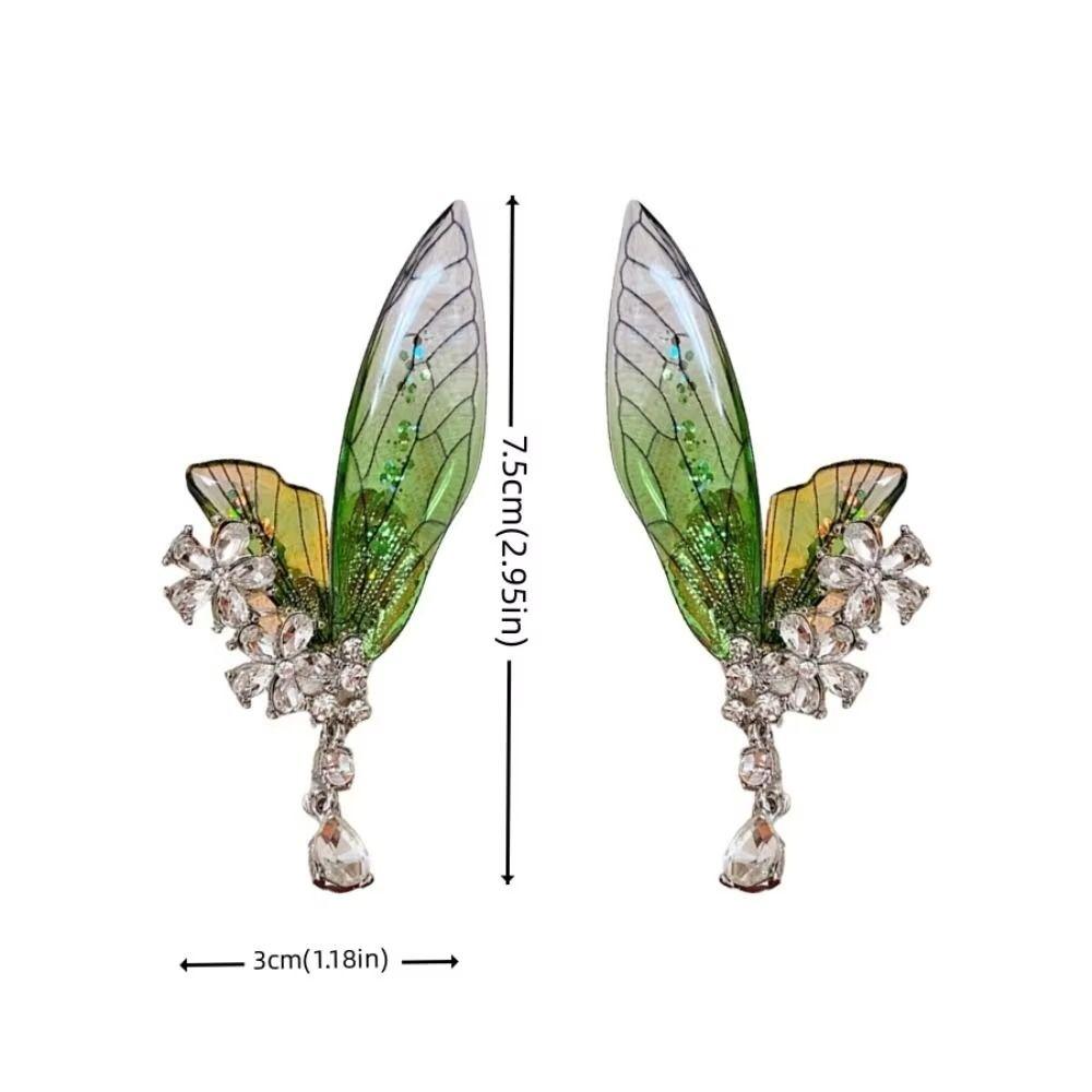 Shiny Butterfly Earrings Exquisite Wings Ear Clip Fashion Green Elf Ear Clip  Ladies