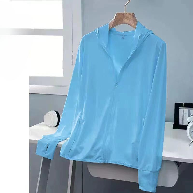 Women's Long Sleeved Hooded Cardigan Zipper Sunscreen Jacket Thin Breathable Summer Jacket