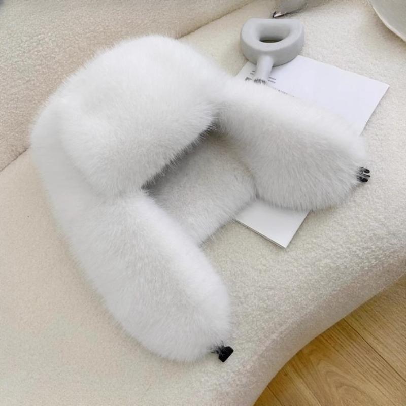 Women's Men's Winter Thickened Warm Windproof Faux Fur Fox Fur Snow Hat Earflap Hat