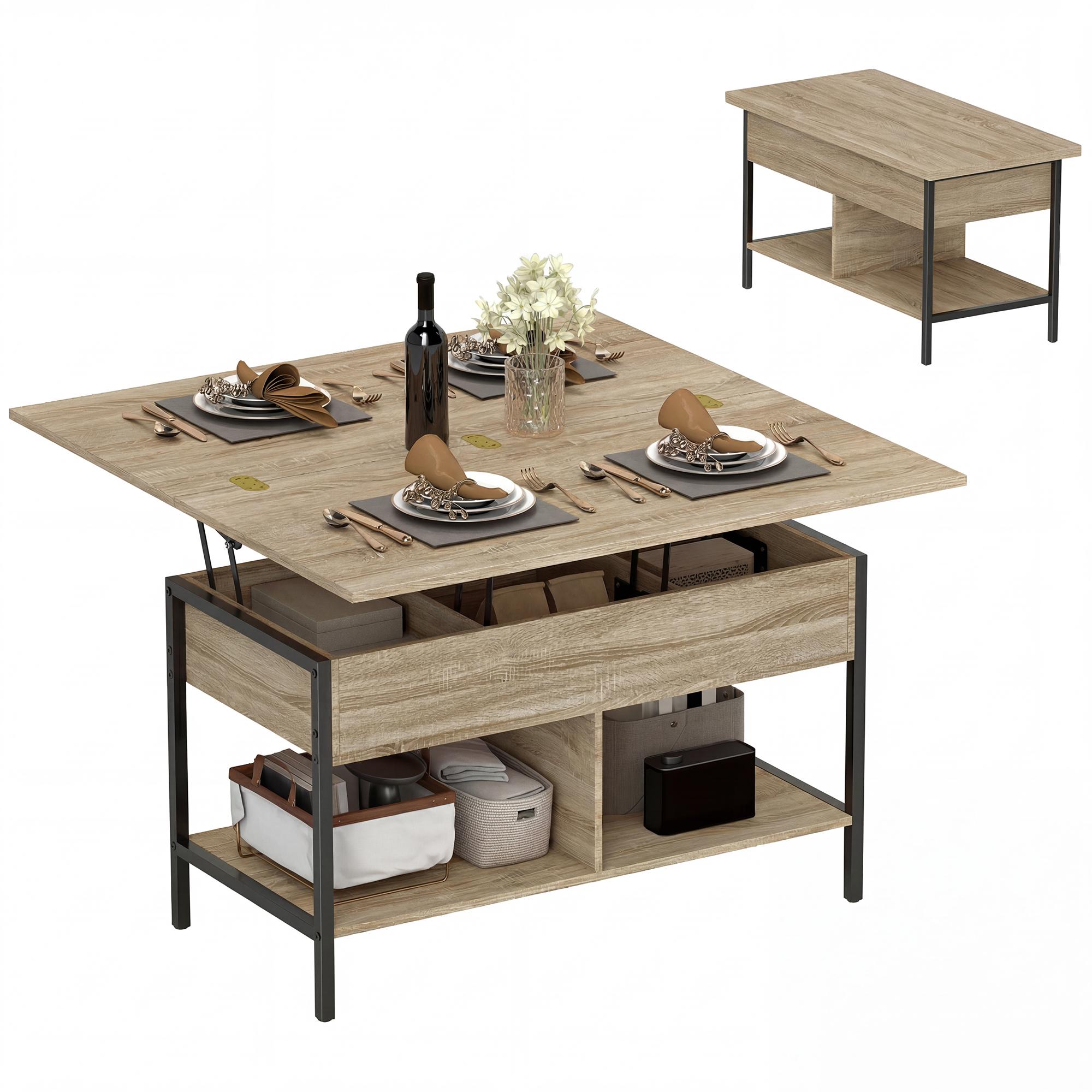 Liftable and extendable coffee table, living