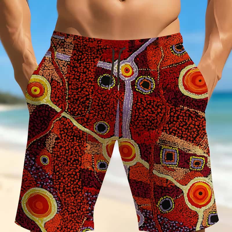 

Digital Print - Men s Quick-Dry Swim Shorts, Black and White Striped Geometric Print Pattern M