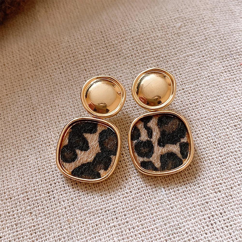 Retro Earrings Geometric Heart Leopard Print Earrings Light Luxury Earrings Fashion Accessories Gift For Women