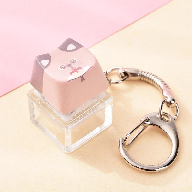 Portable Cute Animal Glowing Fidget Keyring Mechanical Keyboard Pendant Stress Relief Toy for Autism Kids