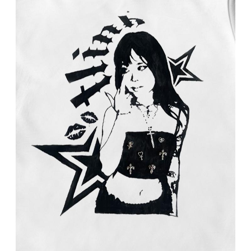 European Size Childrens Crew-neck Short-sleeved T-shirt with Artistic Pattern Print