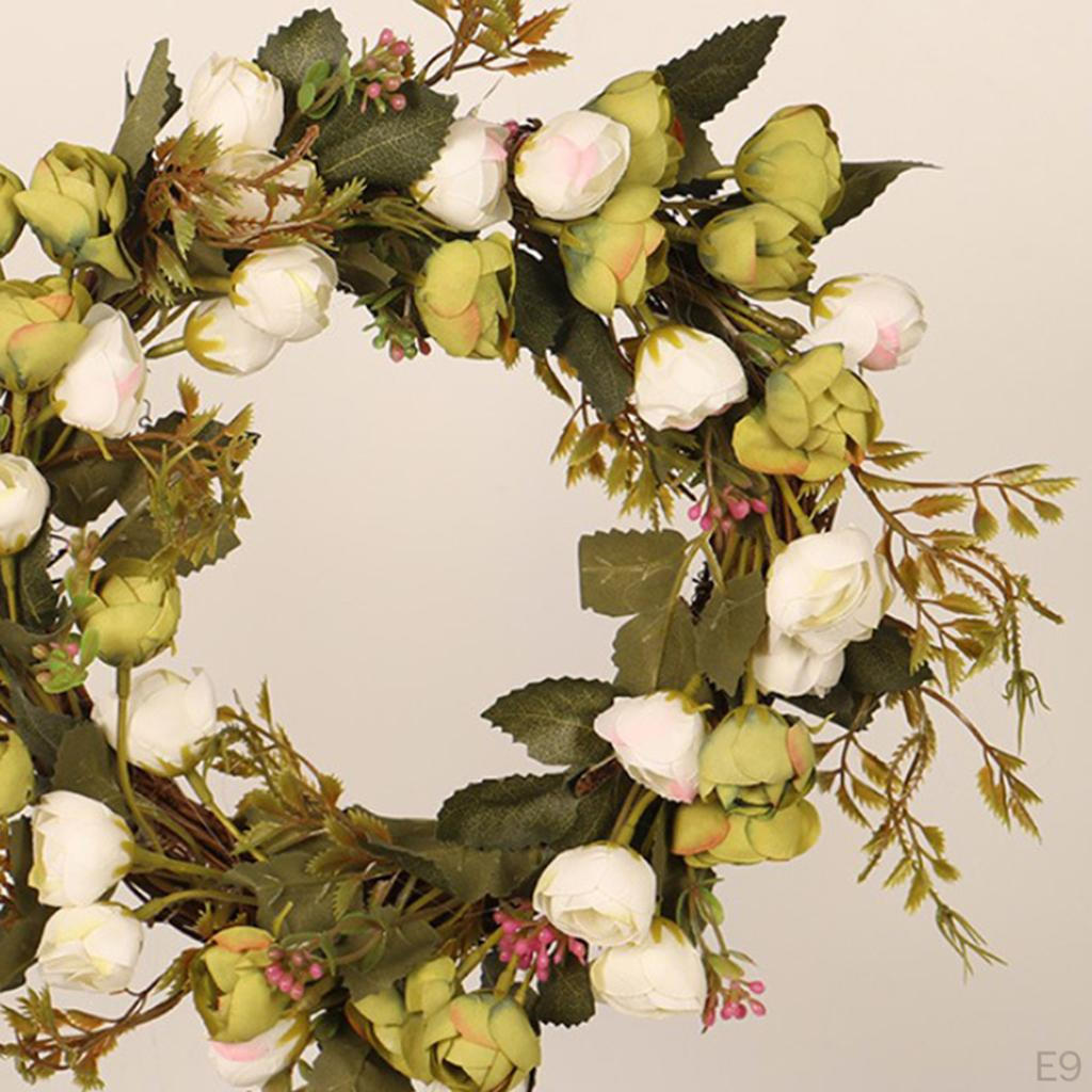 12" Artificial Wreath Rose Flower Door For Wedding Wall Home Decor