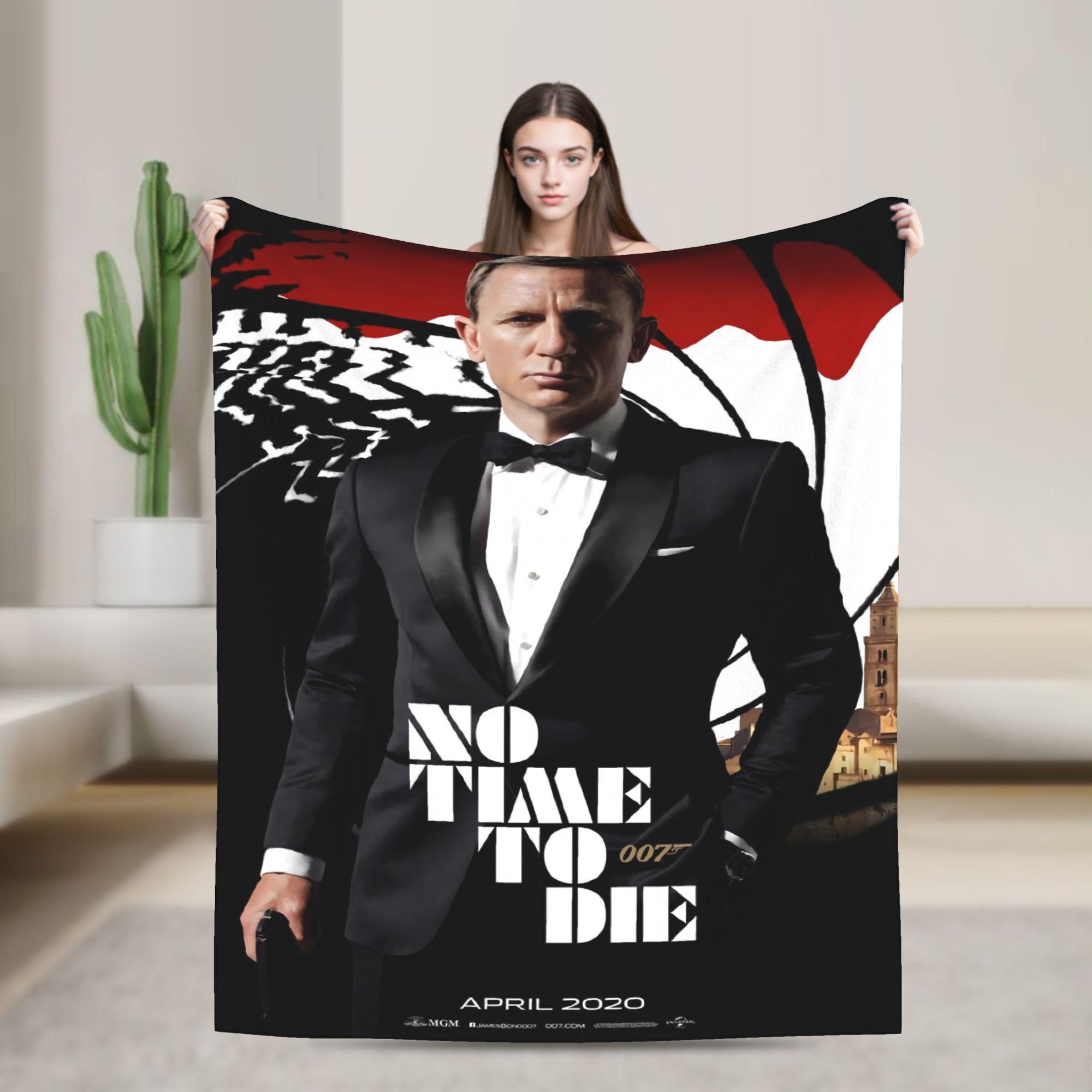 No Time to Die Warm Blanket Daniel Craig Adventure Movie Plush Throw Blanket Couch Chair Flannel Bedspread Sofa Bed Cover Size: 75*100cm, Weight: 230 GSM