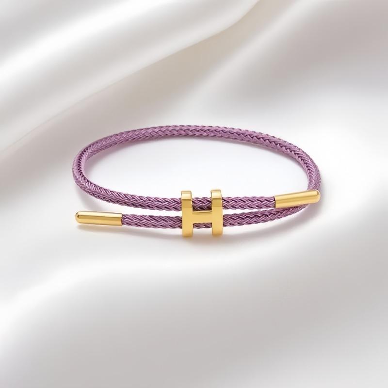 

Универсальный и атмосферный браслет из нержавеющей стали с H-образной пряжкой и веревкой, регулируемый, водонепроницаемый, из титановой стали, для женщин и мужчин фиолетовый